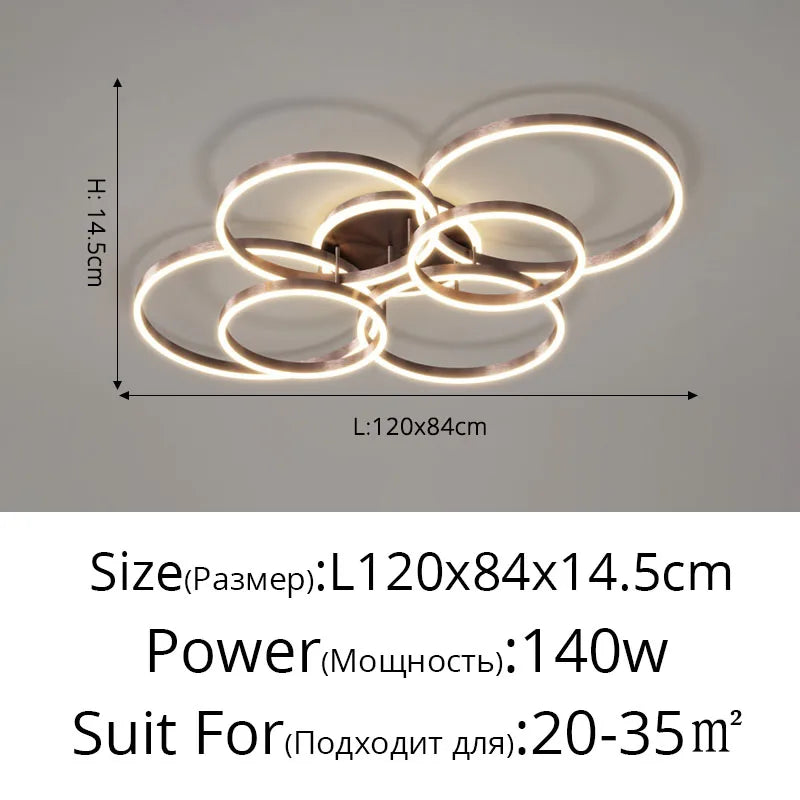 Lámparas de techo LED nórdicas modernas de lujo con anillos redondos para decoración del hogar, ideales para cocina, sala de estar, comedor y dormitorio infantil.