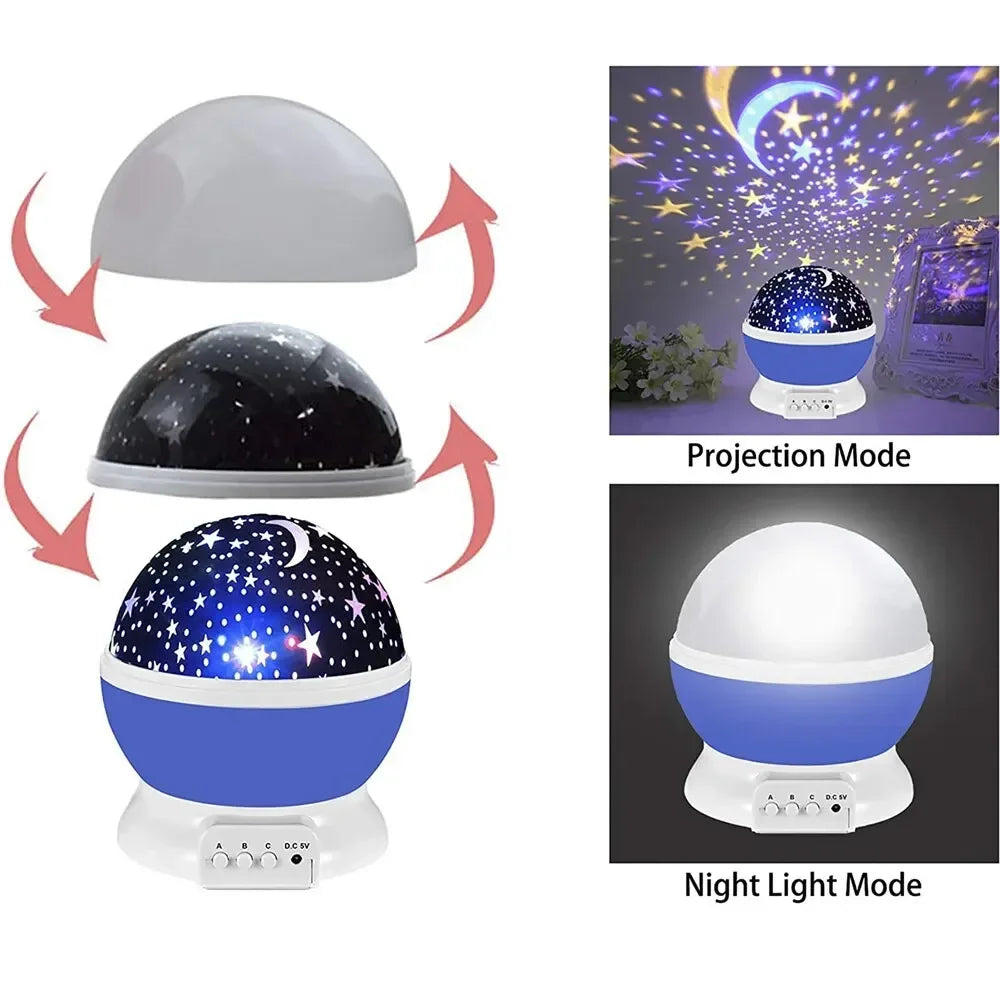 LED Starry Night Light Auto Rotating Pattern 500mAH Lithium Battery Starry Night Projection Light for Bedroom Decoration