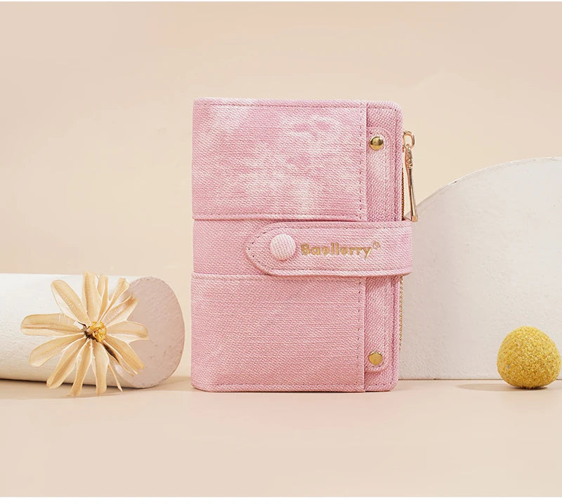 Carteras cortas de mujer Baellerry New Fashion con cremallera, monederos de alta calidad, monedero para mujer con clip para tarjetas desmontable.