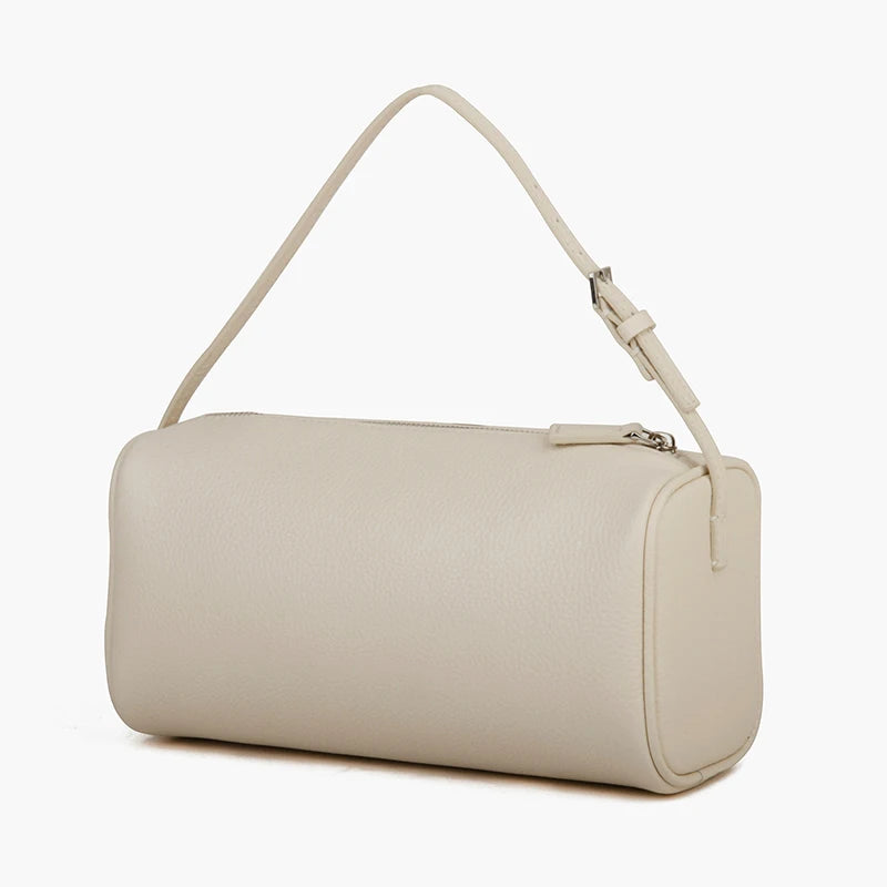 Bolso mini Donna-in de piel de becerro de grano completo para mujer, de piel auténtica con correa para el hombro, bandolera con forma de barril.