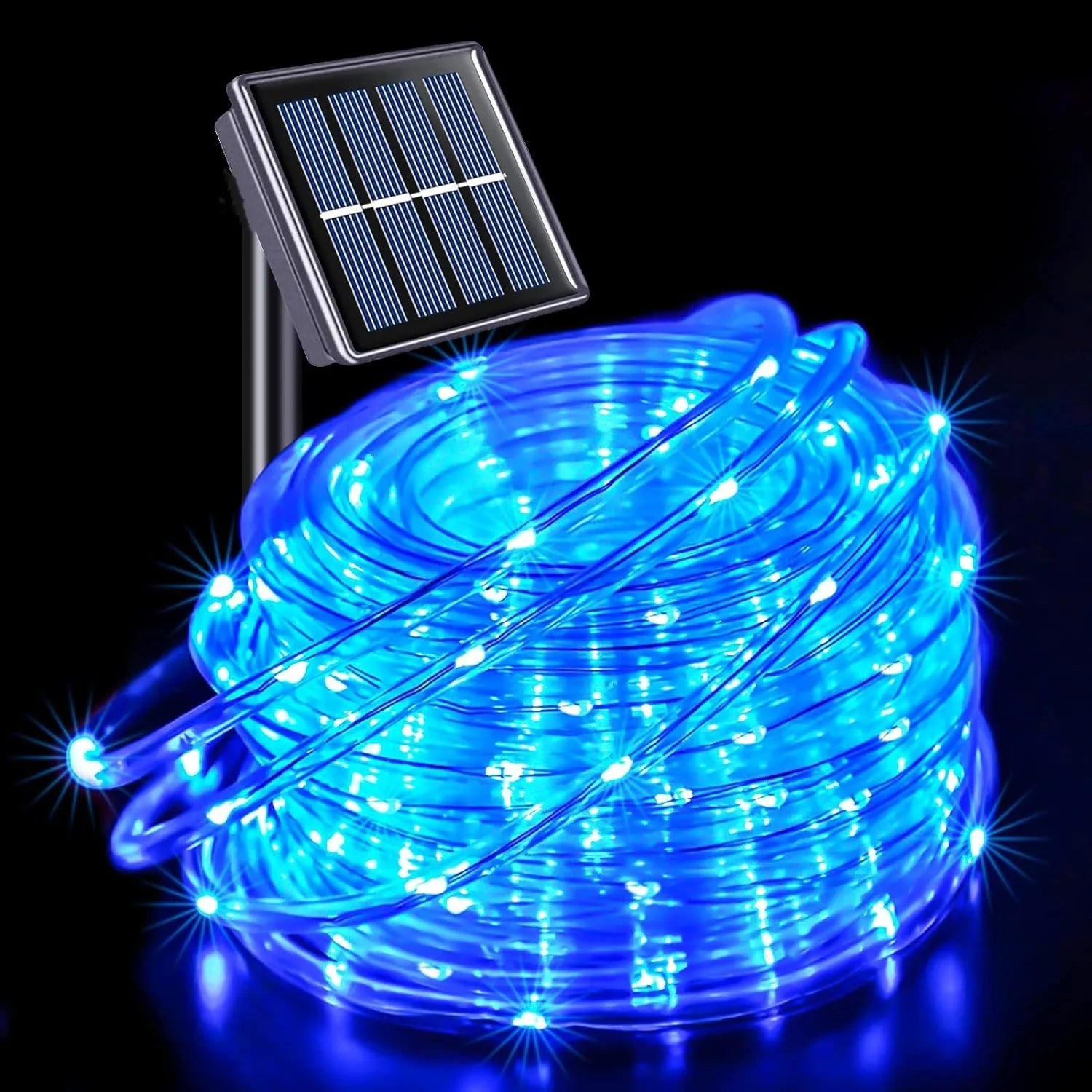 Tira de luces LED solares, tubo de cuerda, guirnalda de luces solares, decoración navideña para exteriores, jardín, césped, árbol, patio, valla.