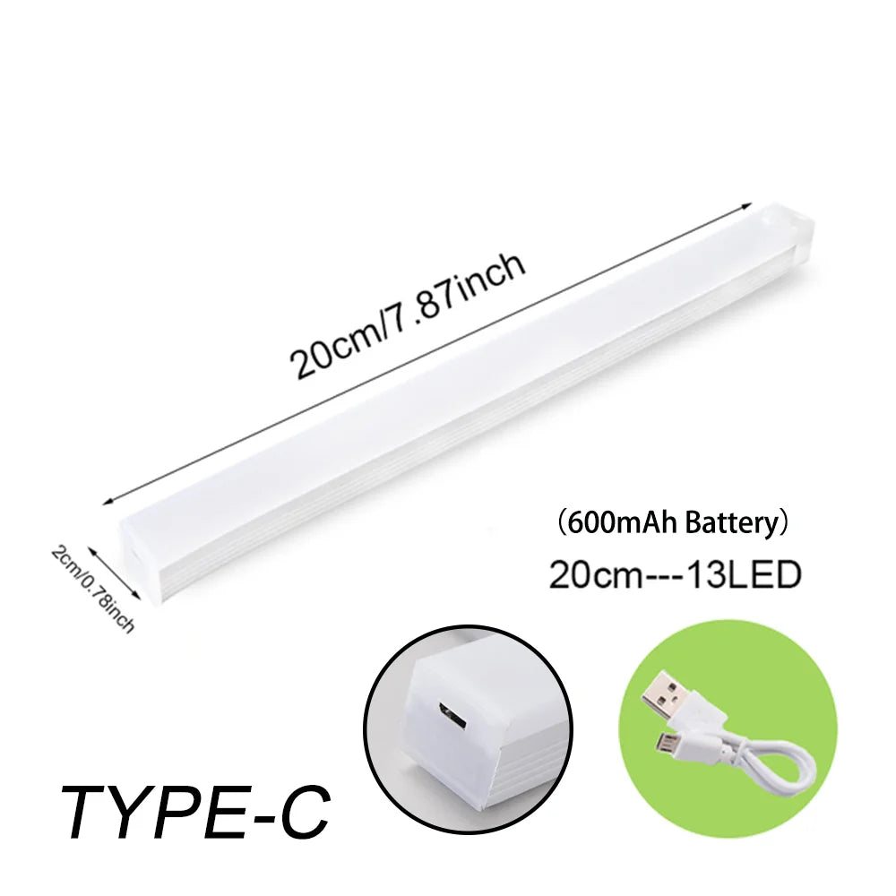 Luz con sensor de movimiento, luz nocturna LED inalámbrica, luz recargable tipo C, lámpara para armario, lámpara de armario, retroiluminación de escalera para cocina LED