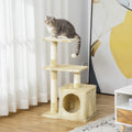 Rascador PawHut con sisal, muebles para gatos con juguetes de peluche, color beige, altura 81,5 cm.