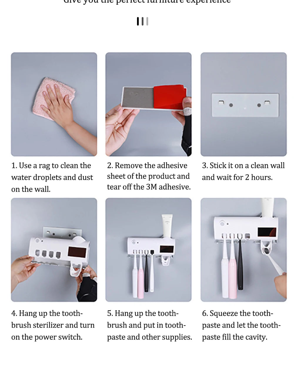 Soporte para cepillos de dientes, dispensador de pasta de dientes, energía solar, caja de almacenamiento para cepillos de dientes de baño, soporte de almacenamiento multifunción, carga USB.