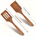 Juego de espátulas de madera - Duraderas y ergonómicas con mangos largos, utensilios de cocina multiusos que incluyen espátula ranurada.