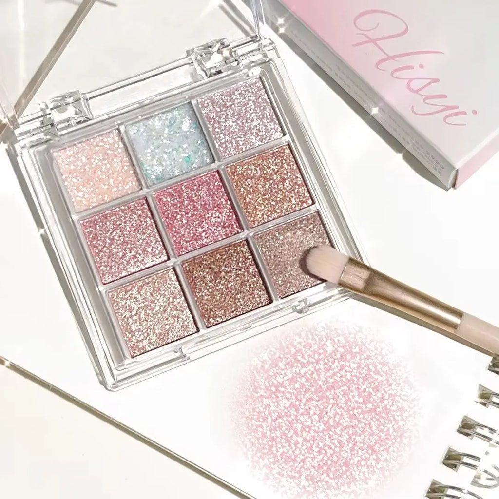 Iluminador con purpurina fina nacarada, paleta de sombras de ojos inteligente y deslumbrante. Color de larga duración, resistente al sudor y al agua.
