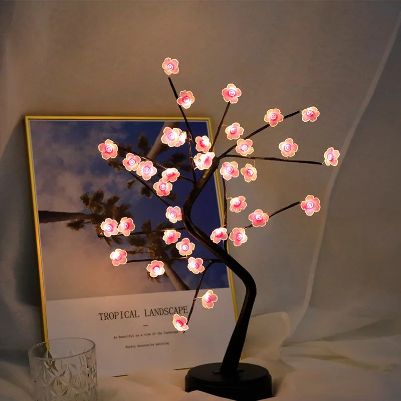 Lámpara de mesa LED con forma de hoja dorada, luces de hadas para árbol de Navidad, luces nocturnas, decoración para el hogar, fiestas, bodas, dormitorios, regalo del Día de la Madre