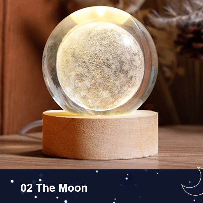 Lámpara de bola de cristal 3D con proyecciones de galaxias y planetas, luz nocturna LED USB para crear un ambiente acogedor en el hogar, decoración navideña.