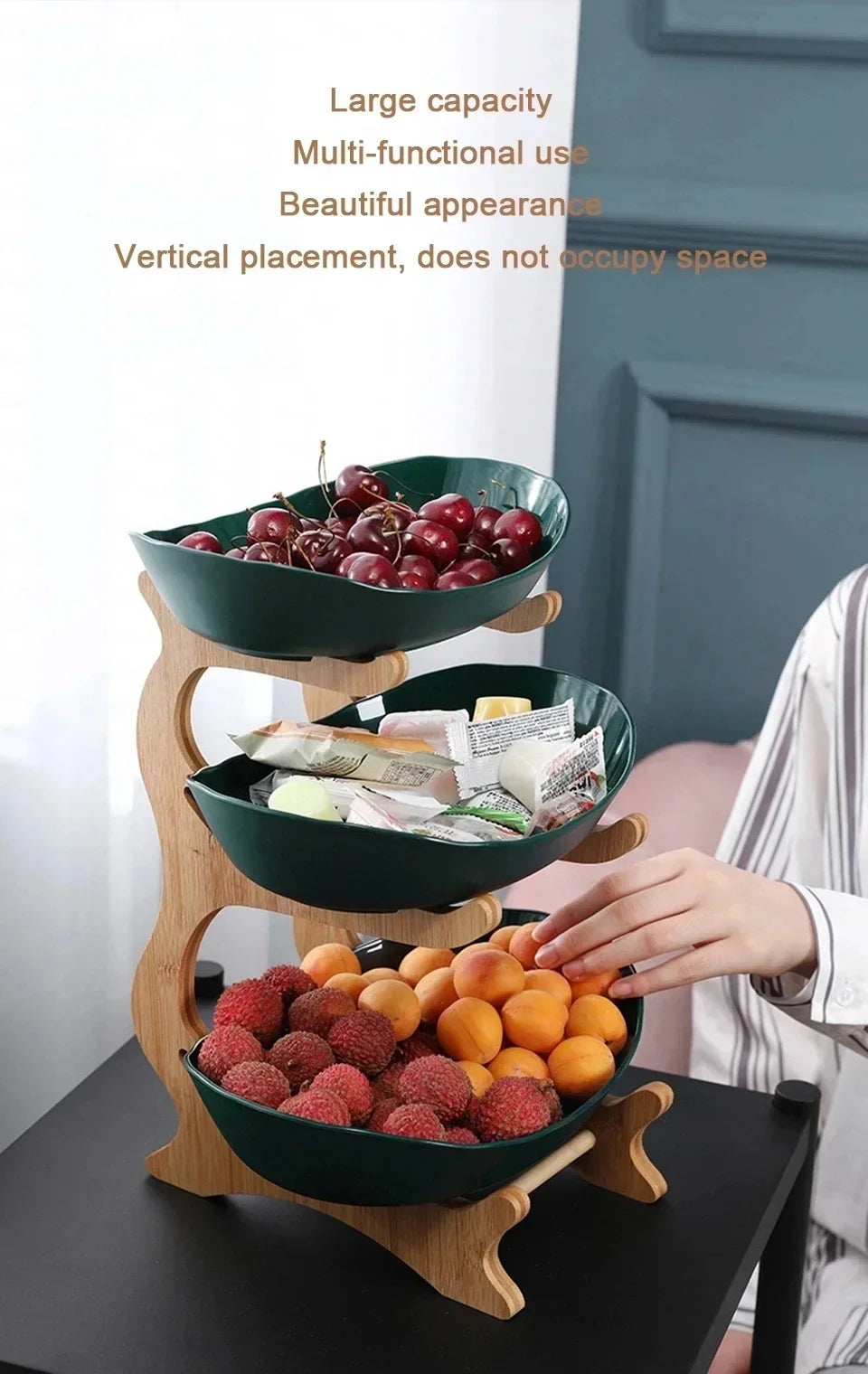 Plato de frutas de 2/3 capas para sala de estar, plato de plástico para aperitivos, cesta de frutas secas moderna y creativa, plato de dulces, soporte para pasteles, ensaladera.