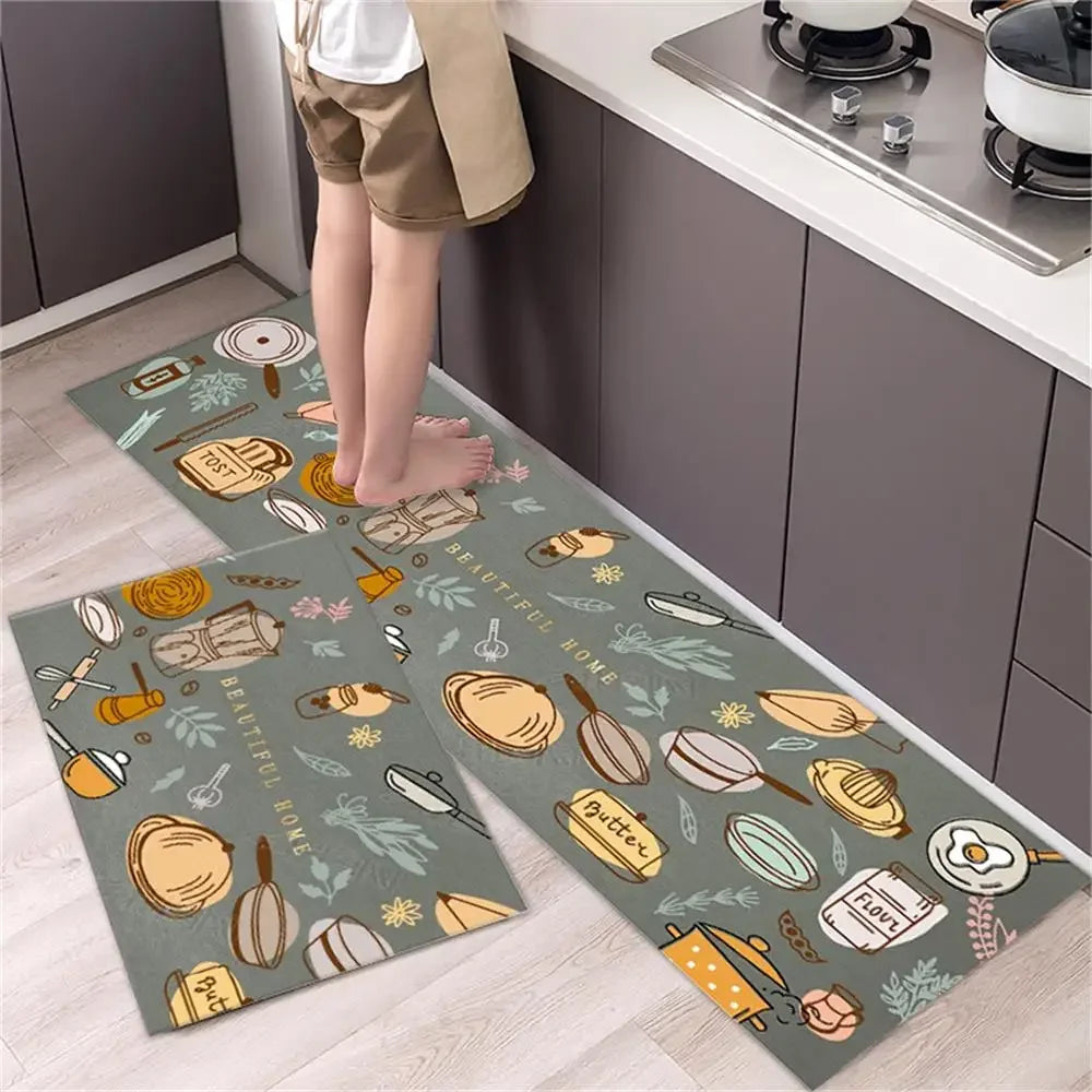 Alfombra para el suelo de la cocina, el dormitorio, la sala de estar, la mesita de noche, el pasillo, la alfombra suave lavable, antideslizante, el felpudo de entrada del baño.