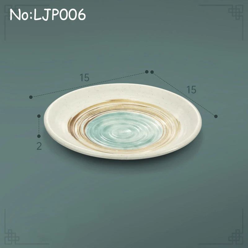Juego de platos planos de melamina, bandeja comercial para comida rápida, plato plano para sushi y filete de restaurante, estilo palacio, vajilla irrompible