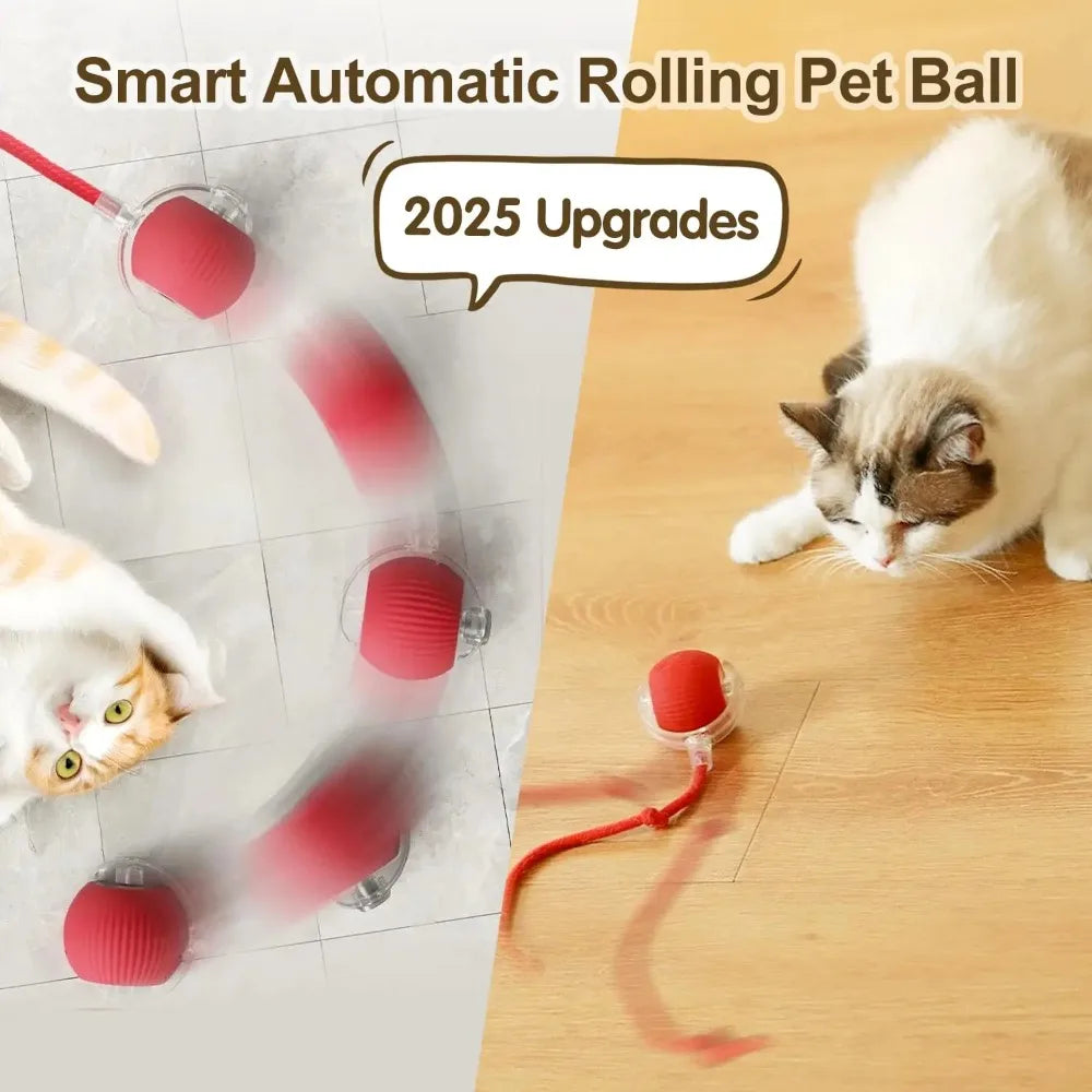 LEMEENQ Juguete interactivo para gatos, pelota auto-rodante con cola, recargable, juguete inteligente interactivo para mascotas, ratón inteligente para gatos