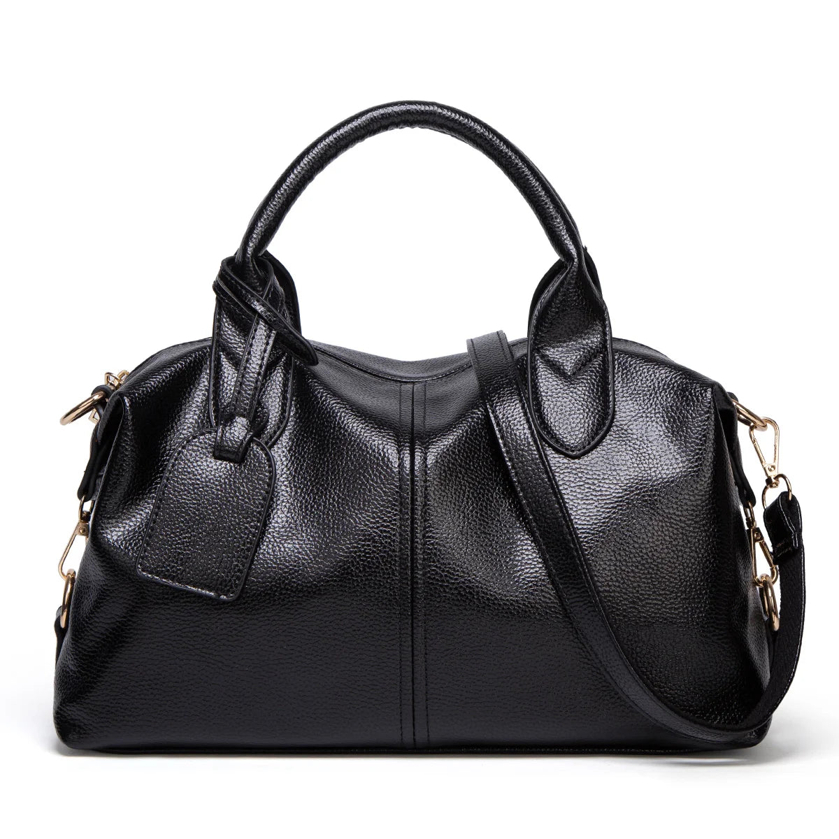 Bolso de mano elegante y moderno , de piel encerada al aceite, práctico bolso cruzado Boston de piel sintética de color liso, correa de hombro desmontable, diseño de doble asa, ajustable