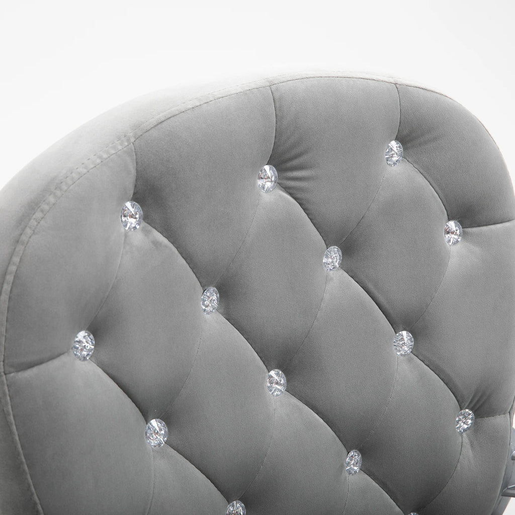 Vinsetto Silla de Escritorio de Terciopelo con Altura Ajustable Reposabrazos y Decoraciones de Diamantes 59,5x60,5x93-103 cm Gris