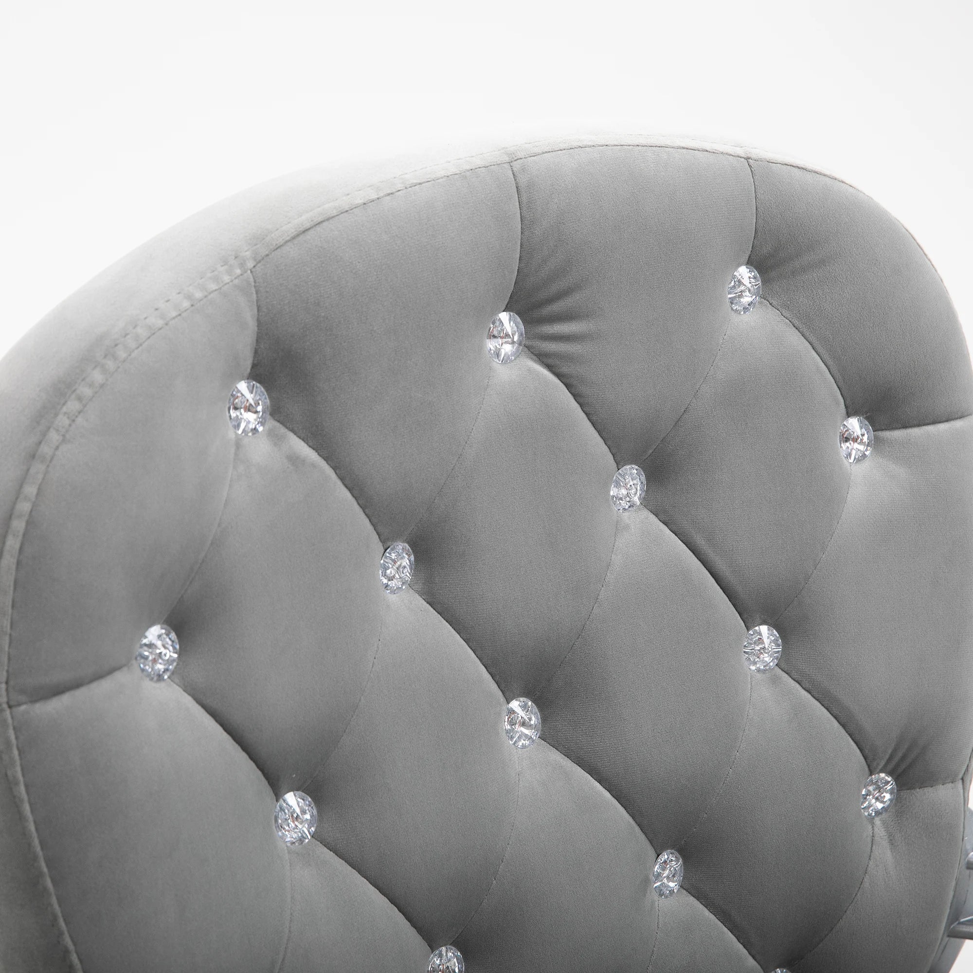 Vinsetto Silla de Escritorio de Terciopelo con Altura Ajustable Reposabrazos y Decoraciones de Diamantes 59,5x60,5x93-103 cm Gris
