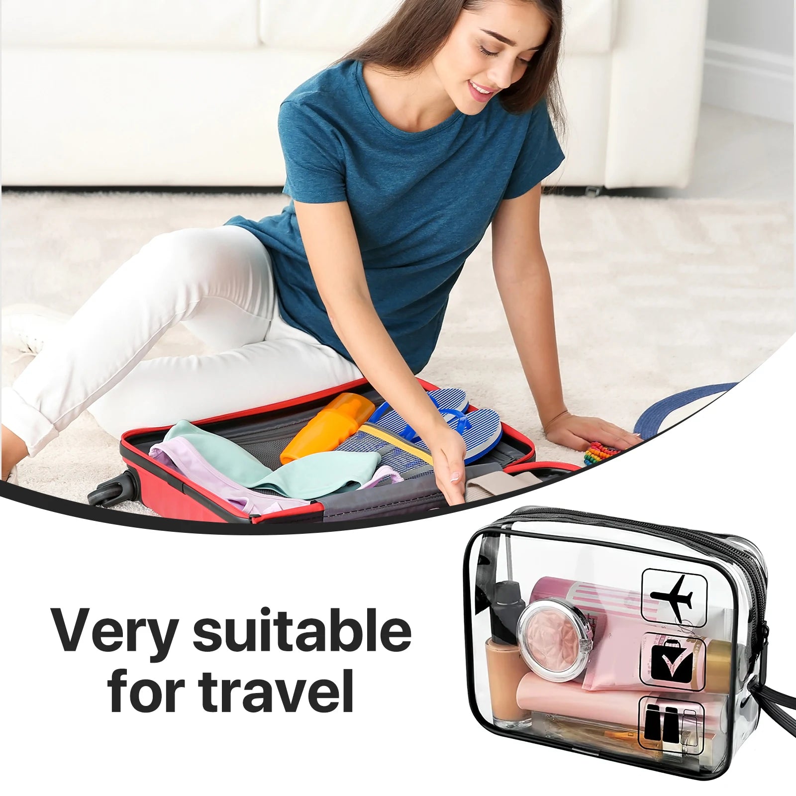 2 neceseres de viaje transparentes para líquidos, equipaje de mano aprobado por la TSA, neceser de maquillaje y cosméticos, bolsa que cumple con las normas de los aeropuertos.