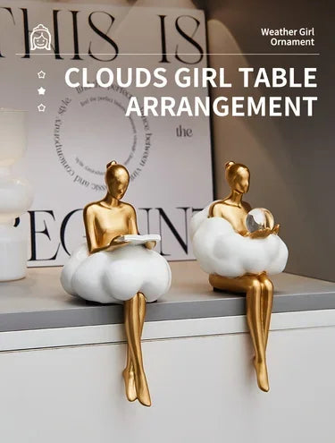 Escultura Chica Nube, Figura de Arte Abstracto, Estatua, Decoración Moderna de Mesa, Decoración de Lujo para el Hogar, Diseño Estético, Figurita, Artesanía