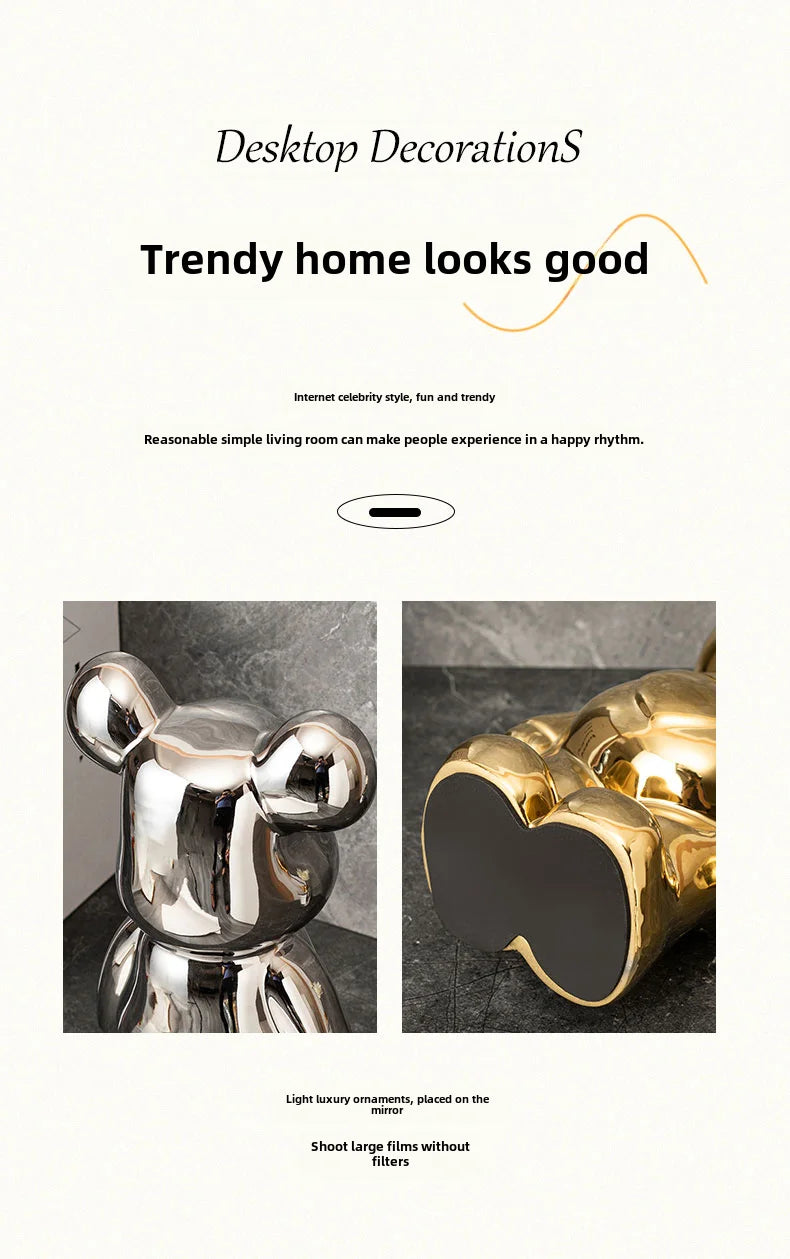 17/27/cm Oso estético Ladrillo Estatua de cerámica Oso de peluche decoración figura de acción Esculturas Adorno para habitación Decoración del hogar Manualidades
