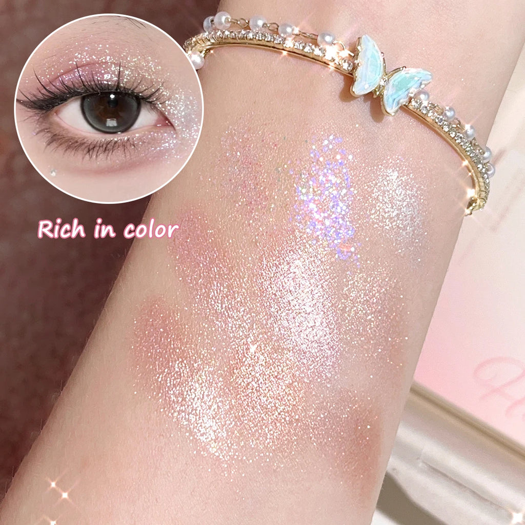 Iluminador con purpurina fina nacarada, paleta de sombras de ojos inteligente y deslumbrante. Color de larga duración, resistente al sudor y al agua.