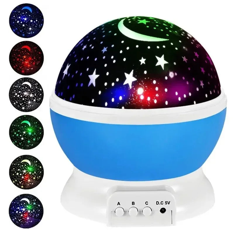LED Starry Night Light Auto Rotating Pattern 500mAH Lithium Battery Starry Night Projection Light for Bedroom Decoration