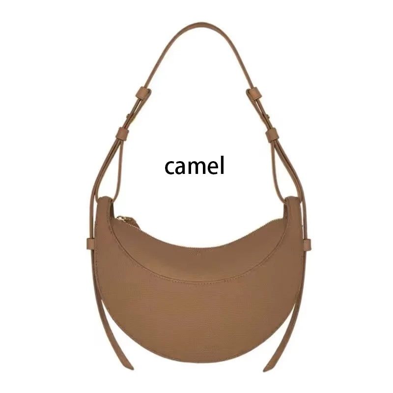 Bolso de hombro de moda para mujer 2026, bolso en forma de media luna, bolso bandolera con cremallera de diseño exclusivo.