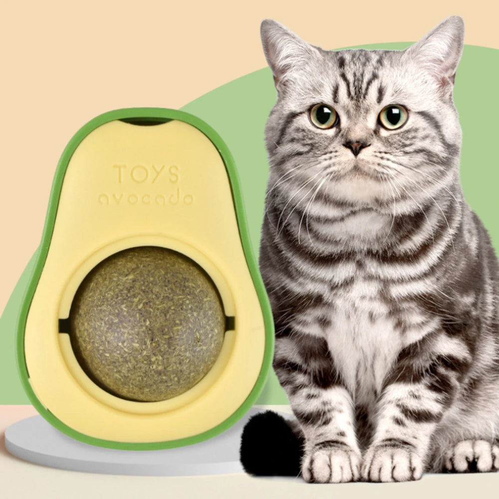Hierba gatera natural, pelota giratoria adhesiva para pared, juguetes para limpiar los dientes de los gatos, pelota de hierba gatera, suministros para rascadores de hierba gatera