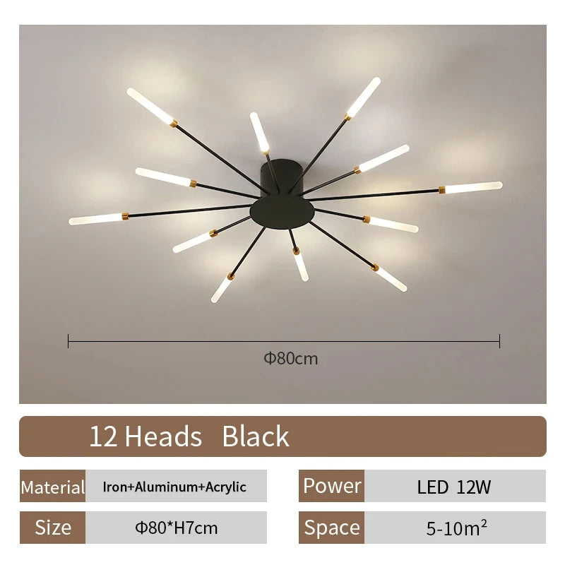 Lámpara de techo LED con forma de flor de diseño nórdico para comedor y sala de estar, iluminación Sputnik para decoración del hogar, cocina, dormitorio infantil, lámpara de araña