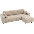 Sofá esquinero reversible Homcom con chaise longue, 3 plazas, 2 cojines, tapizado en lino, estructura de acero, para salón, 242 x 156 x 87 cm, color beige.