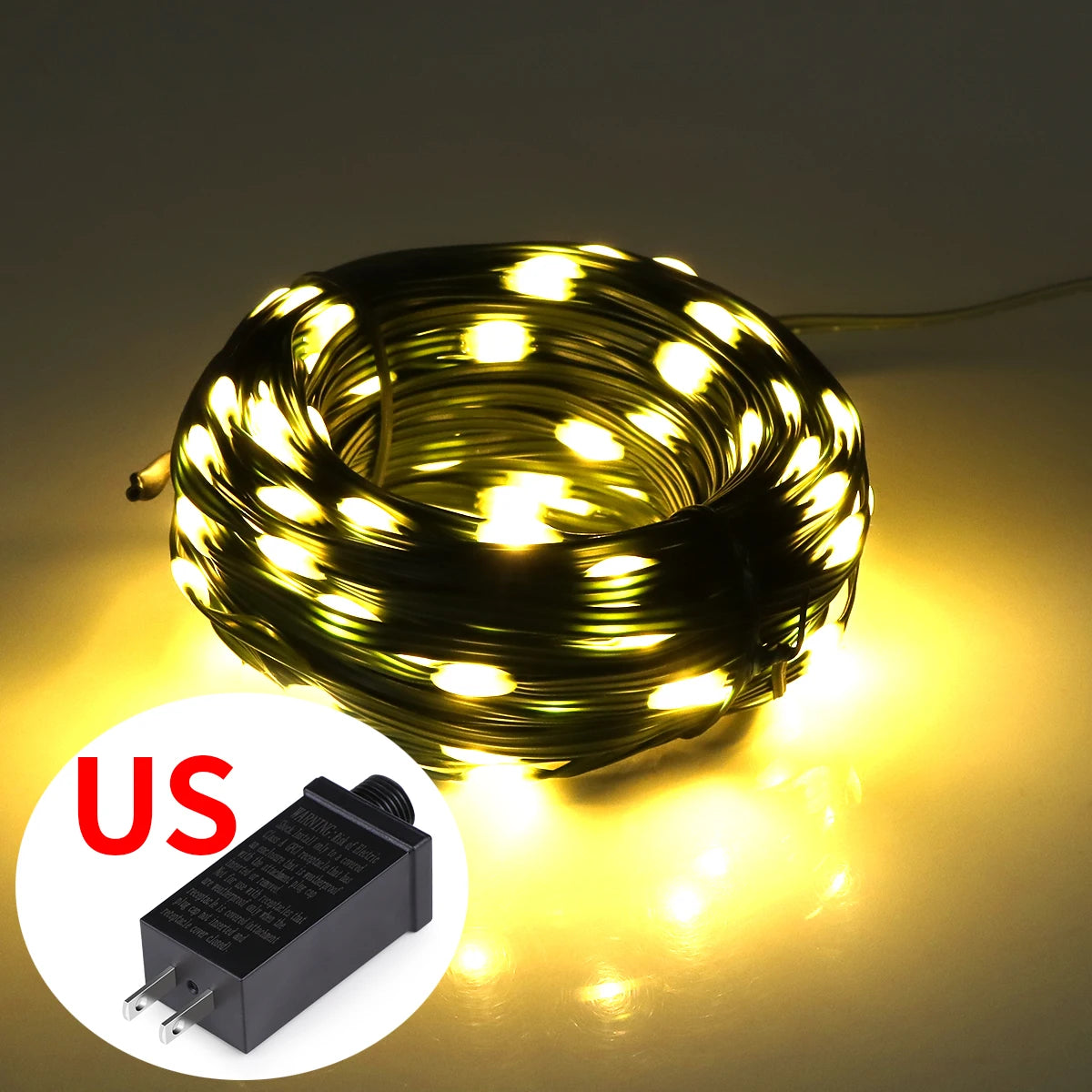 Guirnalda de luces LED de alta calidad con cable de goma, 100 m, 800 LED, 8 modos, 220 V/110 V, para exteriores, jardín, patio, césped y decoración navideña.