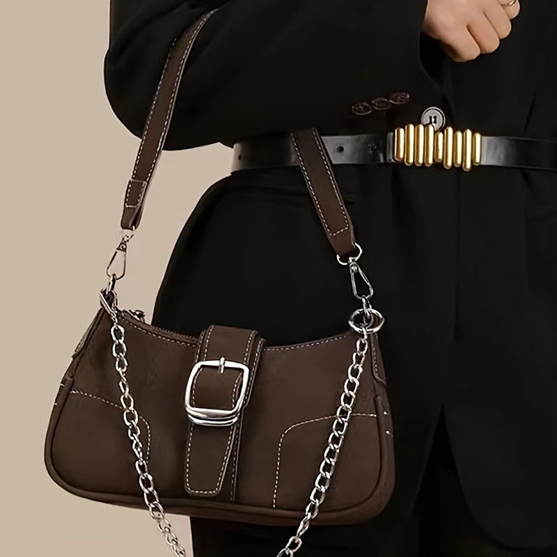 Bolso retro esmerilado para llevar debajo del brazo, nuevo bolso baguette minimalista para mujer, bolso pequeño bandolera de un solo hombro, moderno y versátil.