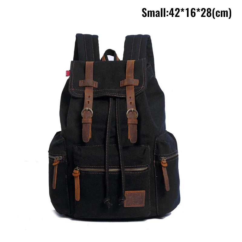 Mochila masculina retro de lona, apta para portátil de 14 pulgadas, mochila vintage de 36-55L resistente al desgaste, color café, envío por goteo