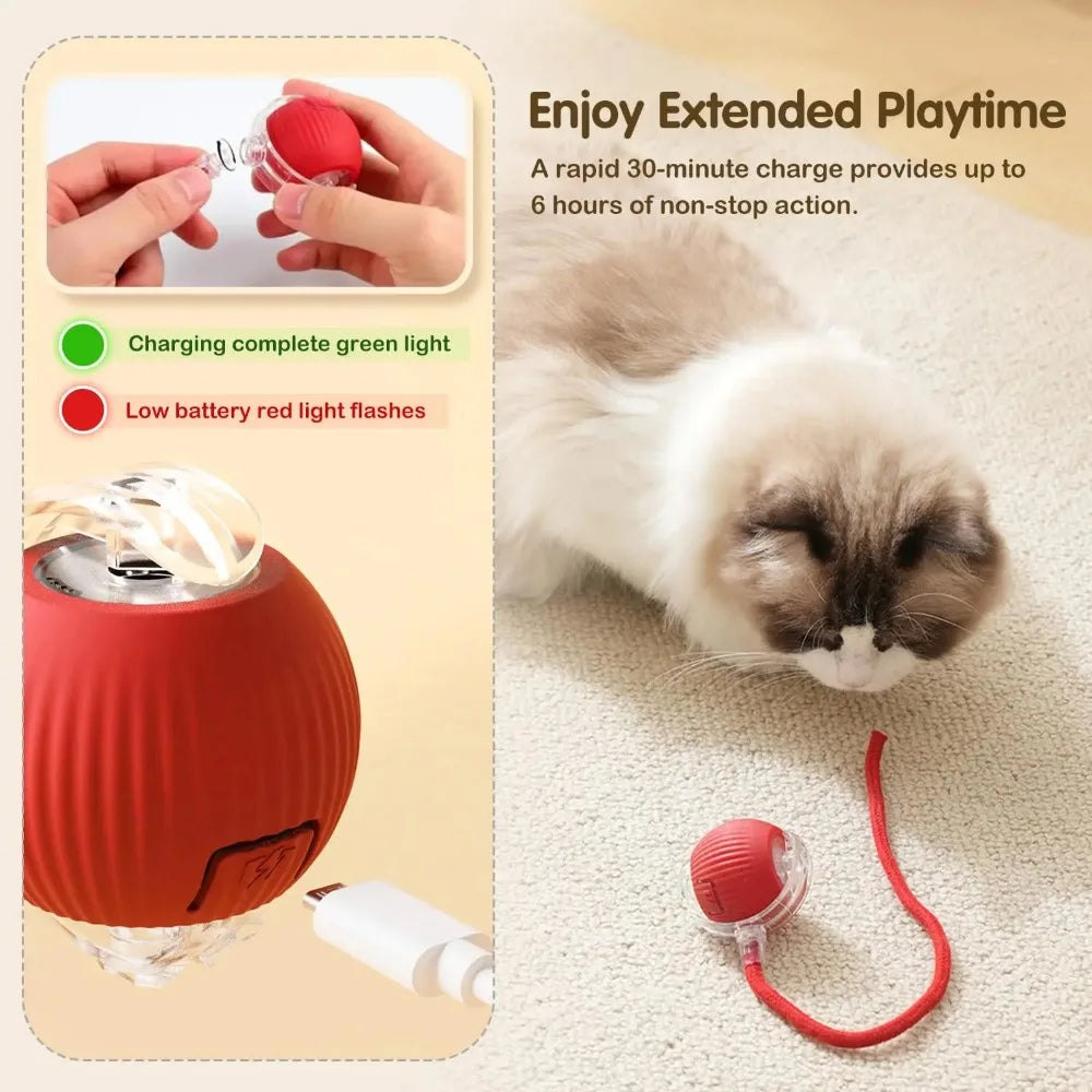 LEMEENQ Juguete interactivo para gatos, pelota auto-rodante con cola, recargable, juguete inteligente interactivo para mascotas, ratón inteligente para gatos
