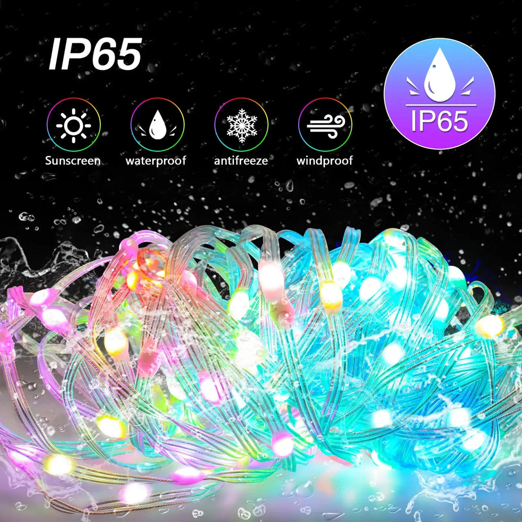 Guirnalda de luces LED Bluetooth WS2812B Dreamcolor RGBIC DIY para fiestas, festivales, árboles de Navidad, decoración de bodas, guirnalda, lámpara USB