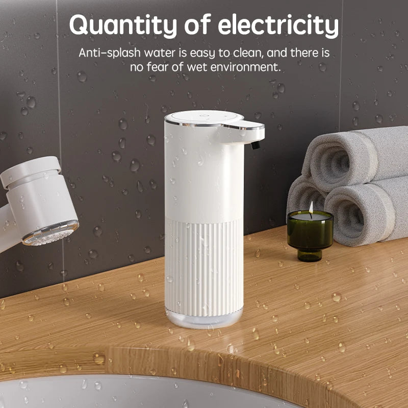 Dispensador automático de jabón HQ, accesorios de baño, dispensador automático de jabón líquido de 360 ml, tipo C, color blanco, 4 niveles de jabón en espuma.