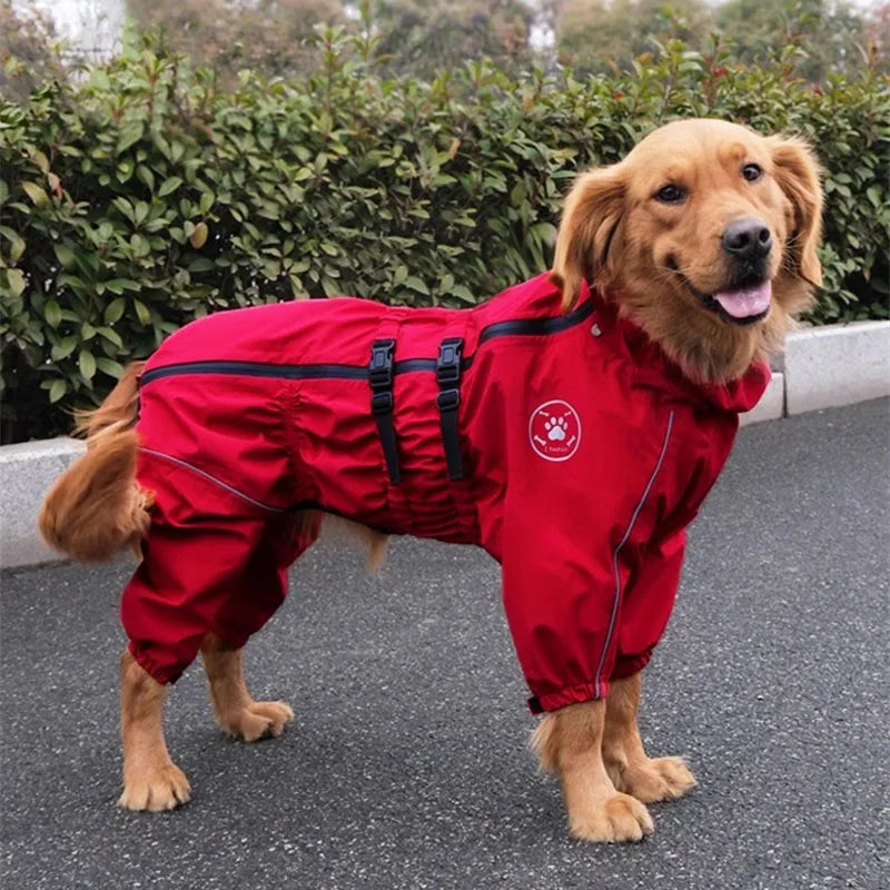 Chaqueta impermeable para perros, abrigo reflectante para la lluvia, monos y enterizos rojos para perros, impermeable de otoño e invierno para perros grandes.