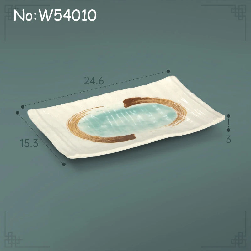 Juego de platos planos de melamina, bandeja comercial para comida rápida, plato plano para sushi y filete de restaurante, estilo palacio, vajilla irrompible