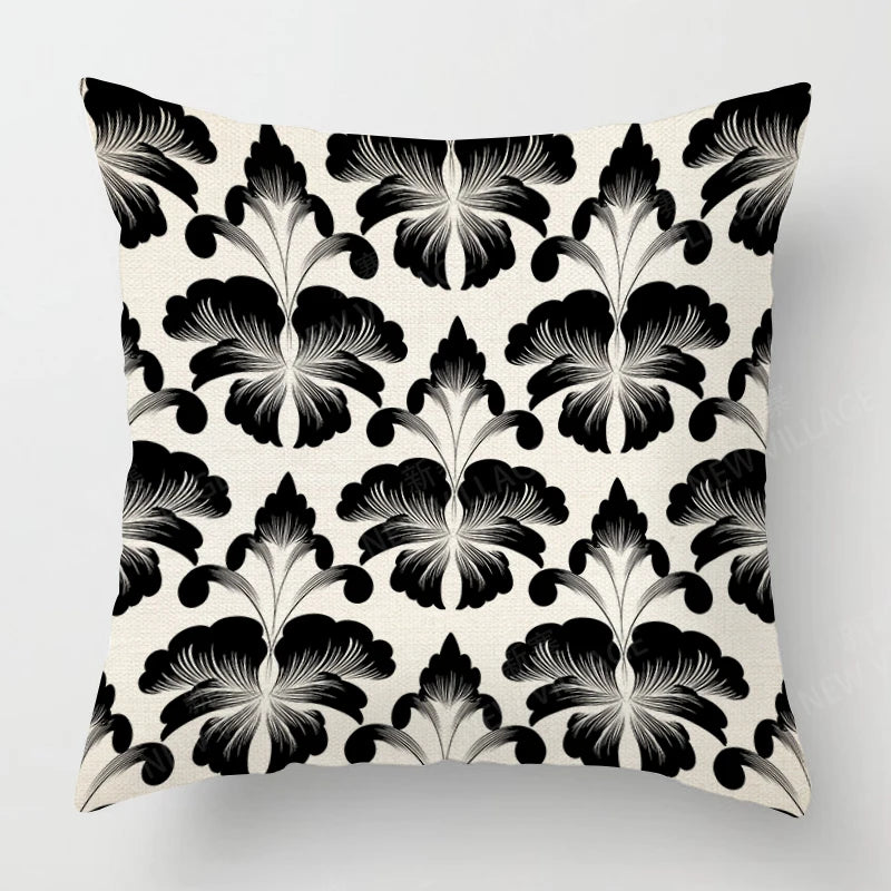 Funda de almohada de lino con estampado geométrico en blanco y negro para sofá o sofá. Decoración para el hogar. Se puede personalizar para ti. Tamaños disponibles: 40x40, 45x45, 50x50 y 60x60.