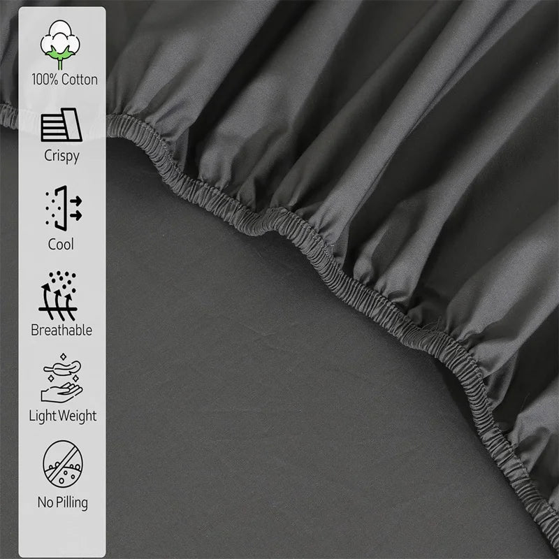 Sábana bajera ajustable 100% algodón con banda elástica antideslizante para colchón de 140/160/180/200 cm, apta para camas individuales, dobles, queen y king.