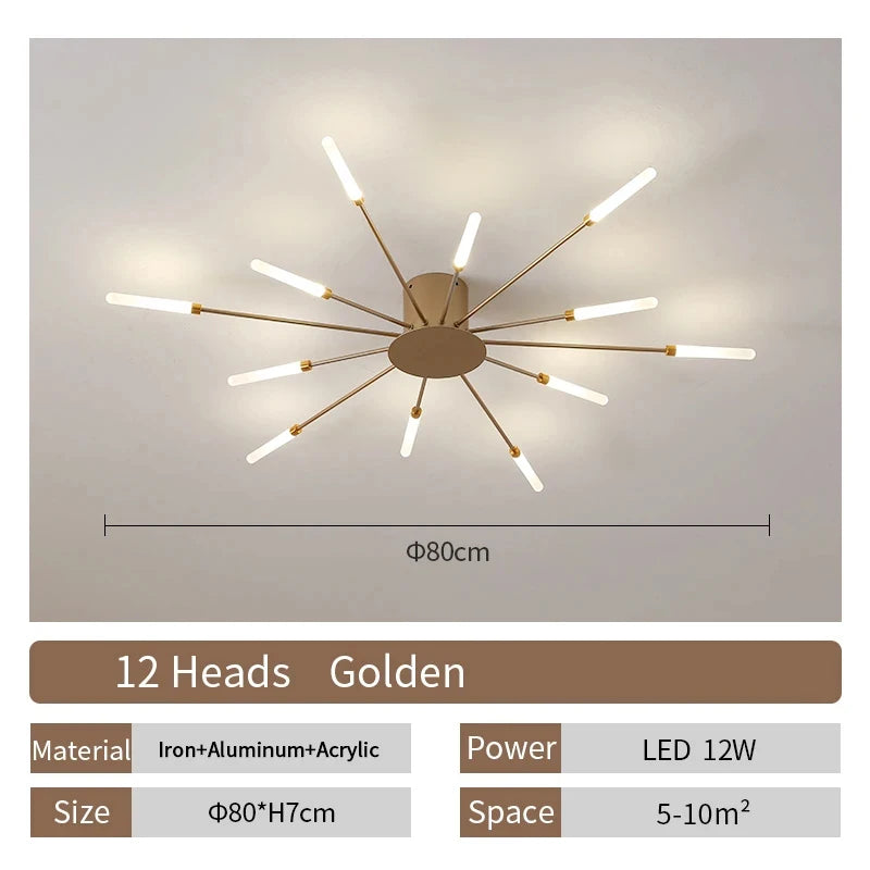 Lámpara de techo LED con forma de flor de diseño nórdico para comedor y sala de estar, iluminación Sputnik para decoración del hogar, cocina, dormitorio infantil, lámpara de araña