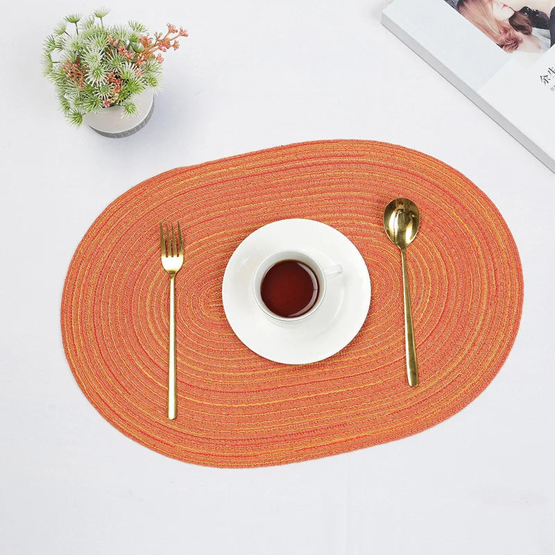 1/4/6/10PCS Salvamanteles ovalados trenzados para mesas de comedor, juego de manteles individuales extragrandes de tejido natural