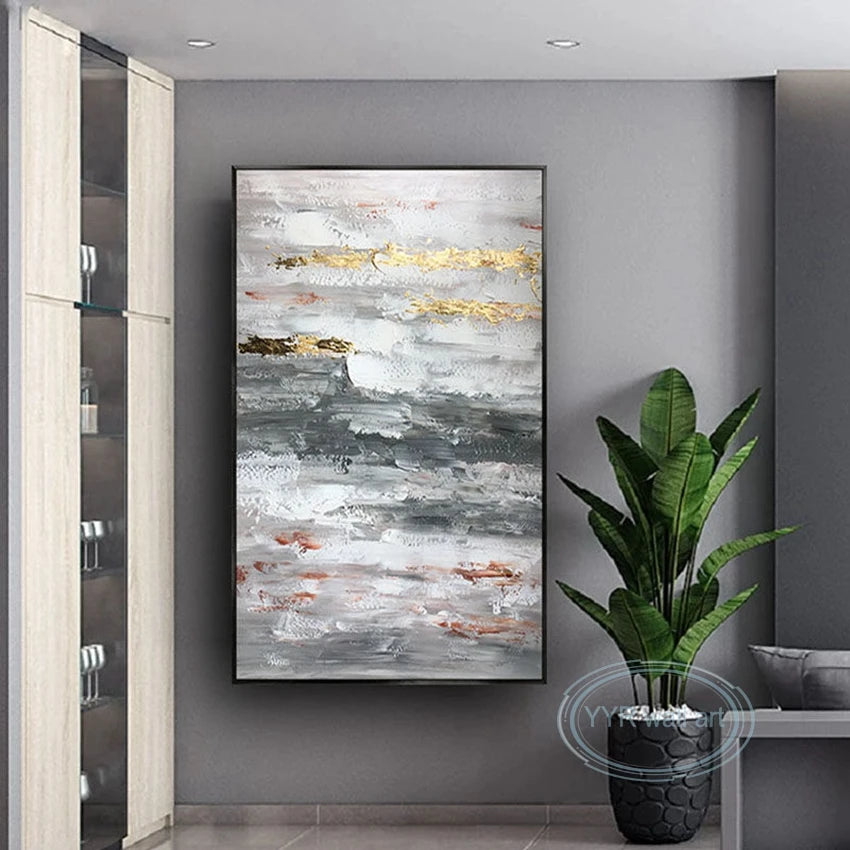 Pintura al óleo abstracta nórdica, lienzo hecho a mano, mural decorativo acrílico sin marco, imagen colgante para sala de estar, dormitorio, pasillo, porche.