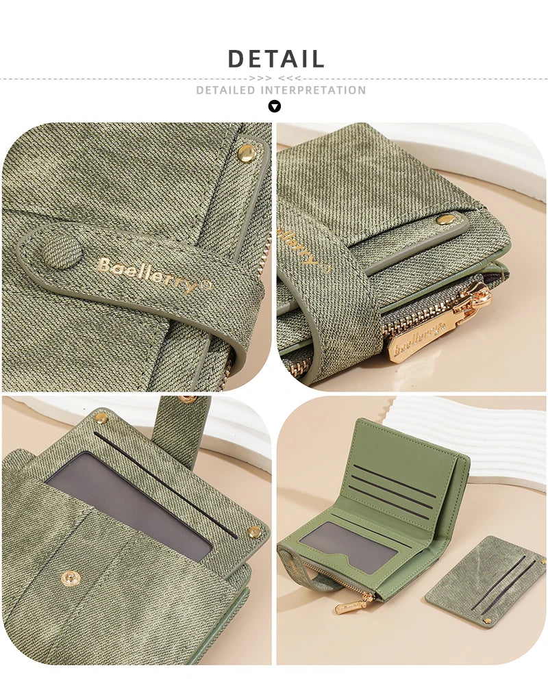 Carteras cortas de mujer Baellerry New Fashion con cremallera, monederos de alta calidad, monedero para mujer con clip para tarjetas desmontable.