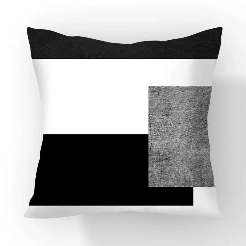 Funda de cojín geométrica en blanco y negro VIKAMA, funda de cojín moderna y minimalista para sofá de salón, funda de almohada para coche, decoración del hogar