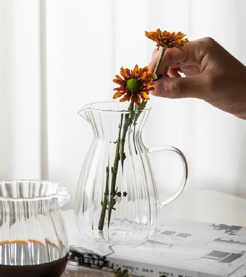 Jarra de té de vidrio de material borosilicato, pequeña jarra de agua cuadrada creativa Chahai, tamaño pequeño para espumar leche, cocina doméstica, café