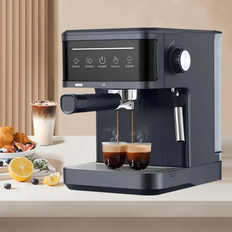 Cafetera semiautomática italiana para espresso, ideal para el hogar y la oficina. Cafetera con espumador de leche.