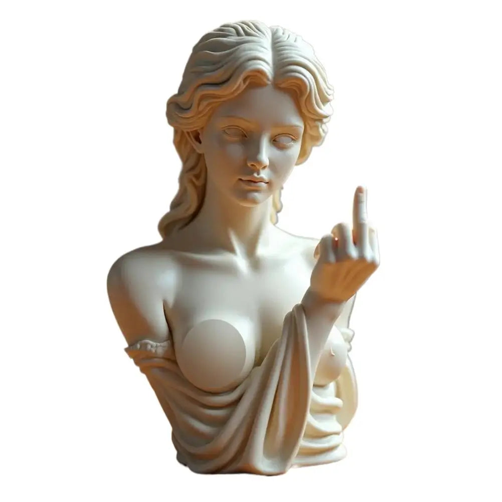 Estatua divertida de resina de la diosa vienesa con el dedo medio, decoraciones personalizadas para el hogar, el jardín, la oficina y la mesa. Regalos especiales.