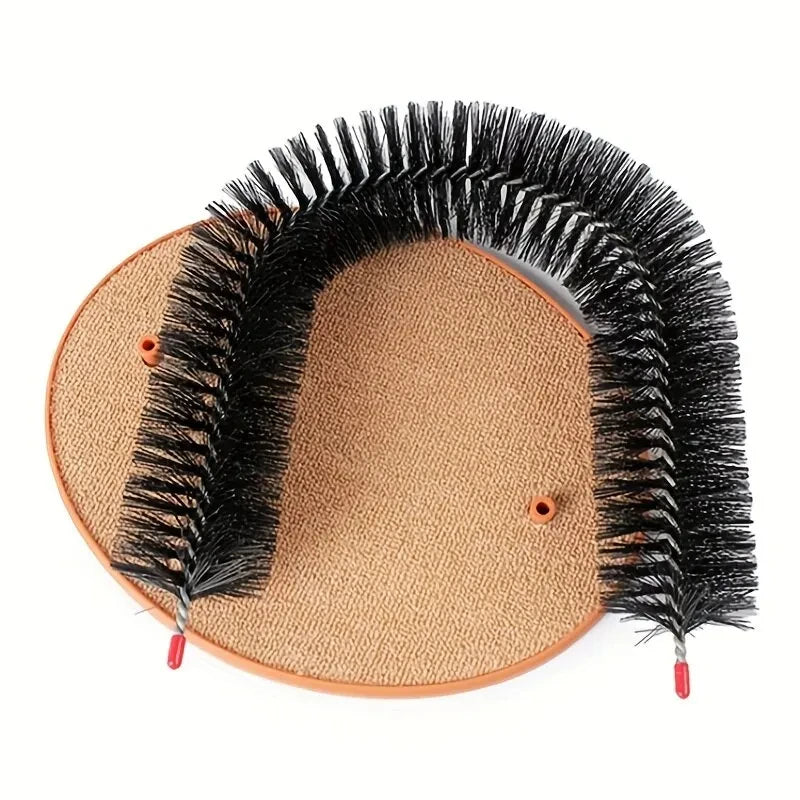 Arco de juguete para gatos, auto-aseo, mima a tu felino con un cepillo de masaje y frotamiento con rascador, juguete interactivo para gatos.