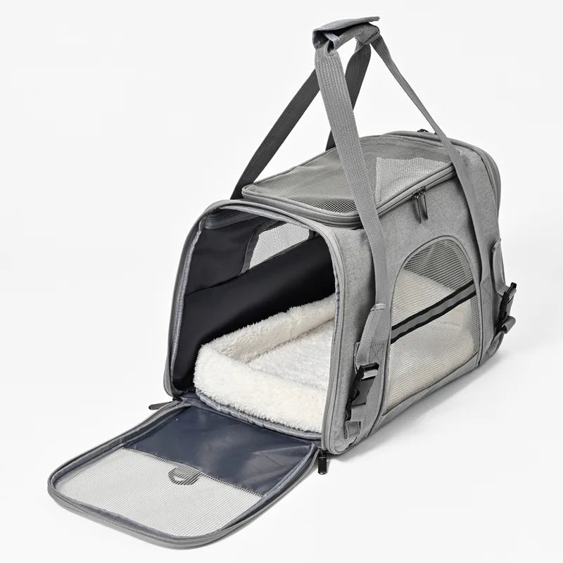 Mochila transportadora para mascotas, portátil, transpirable, plegable, bolso de hombro, bolsas transportadoras para gatos y perros, bolso de mano para viajes con mascotas.