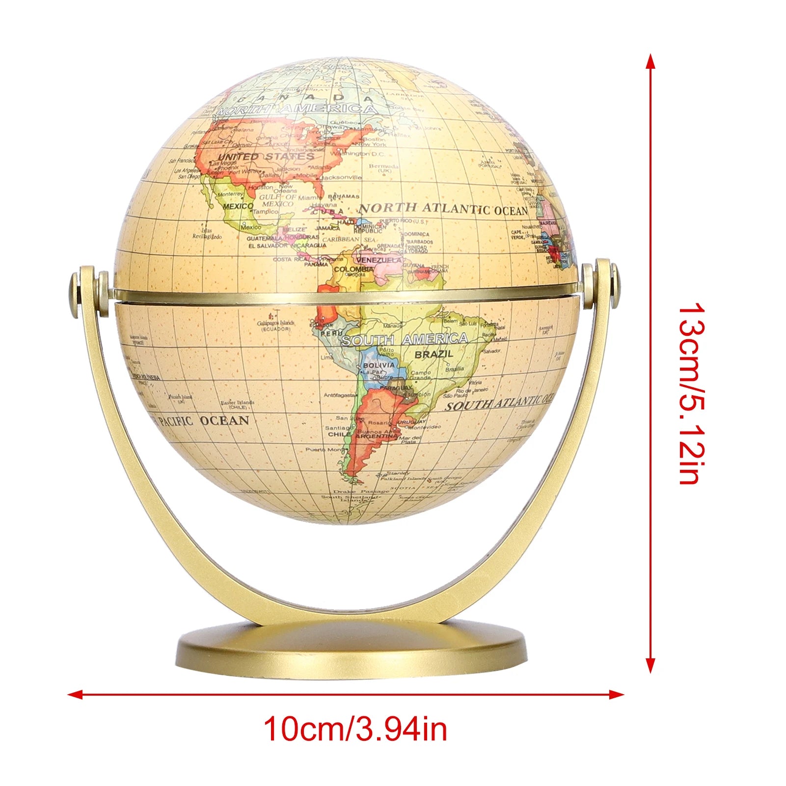 Mini globo terráqueo giratorio de escritorio con mapa del mundo (edición en inglés)