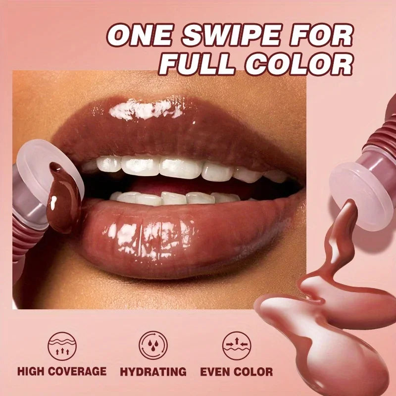 Brillo labial de color, líquido hidratante y humectante, bálsamo labial ligero y brillante, brillo labial hidratante a base de agua.